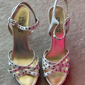 Franco Sarto White Studded Strappy Heels